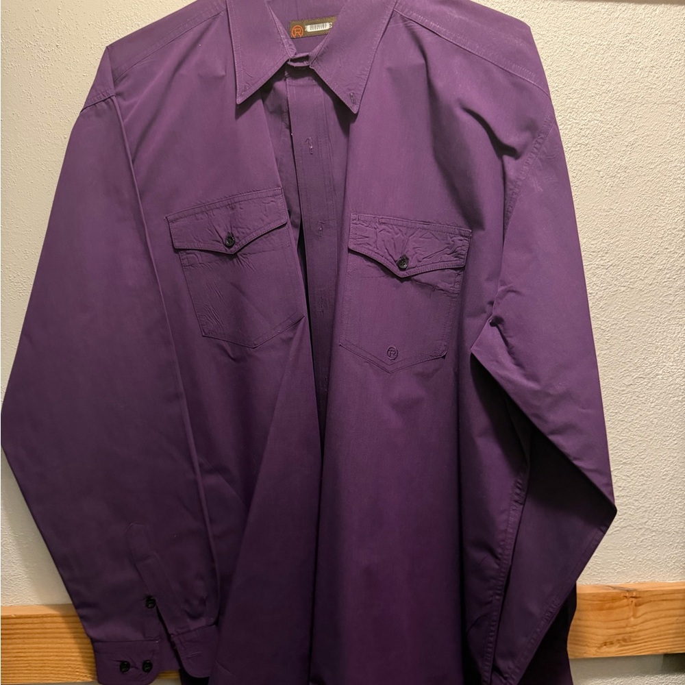 Roper Men's Purple Long-Sleeve Button-Down Work Shirt